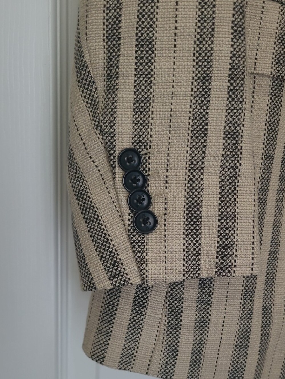 Banana Republic Striped Double-Breasted Blazer - Cream & Black - Picture 9 of 11